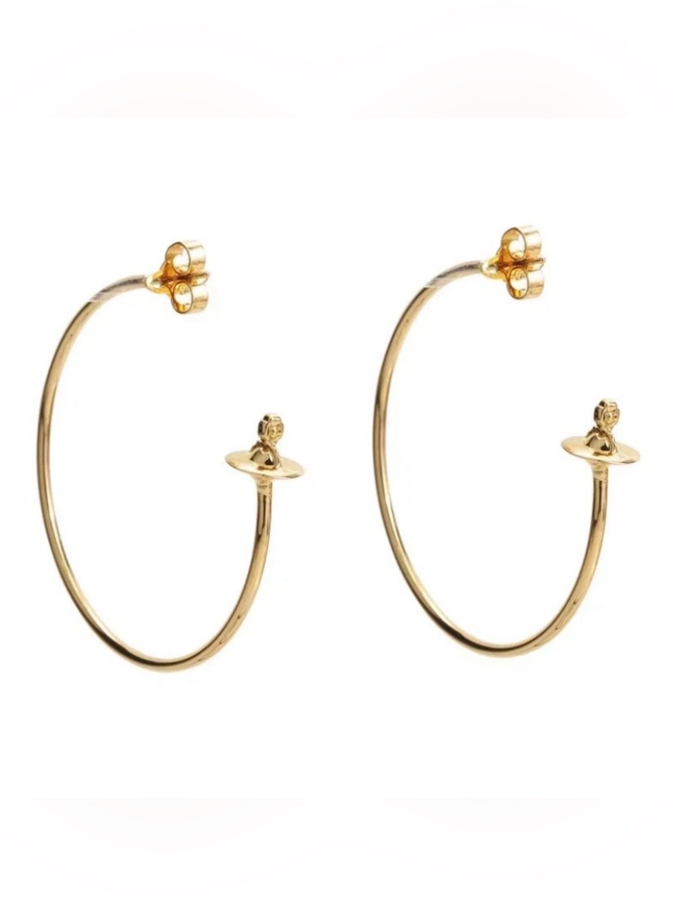 Vivienne Westwood Logo Catch Earrings Gold Toned 4.5cm